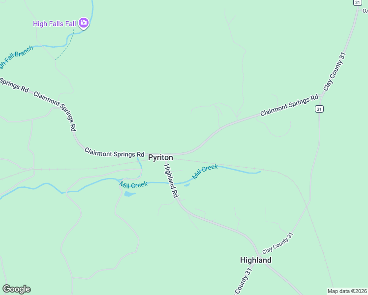 map of restaurants, bars, coffee shops, grocery stores, and more near 9977 Clairmont Springs Road in Lineville