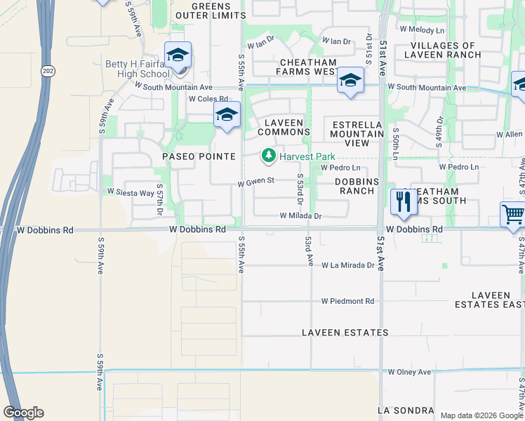 map of restaurants, bars, coffee shops, grocery stores, and more near 5413 West Siesta Way in Phoenix