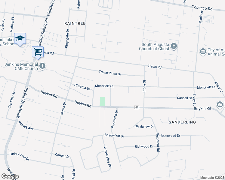 map of restaurants, bars, coffee shops, grocery stores, and more near 4204 Beckmont Drive in Augusta
