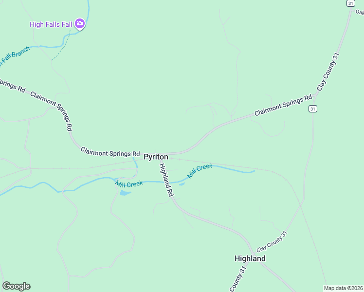 map of restaurants, bars, coffee shops, grocery stores, and more near 9977 Clairmont Springs Road in Lineville