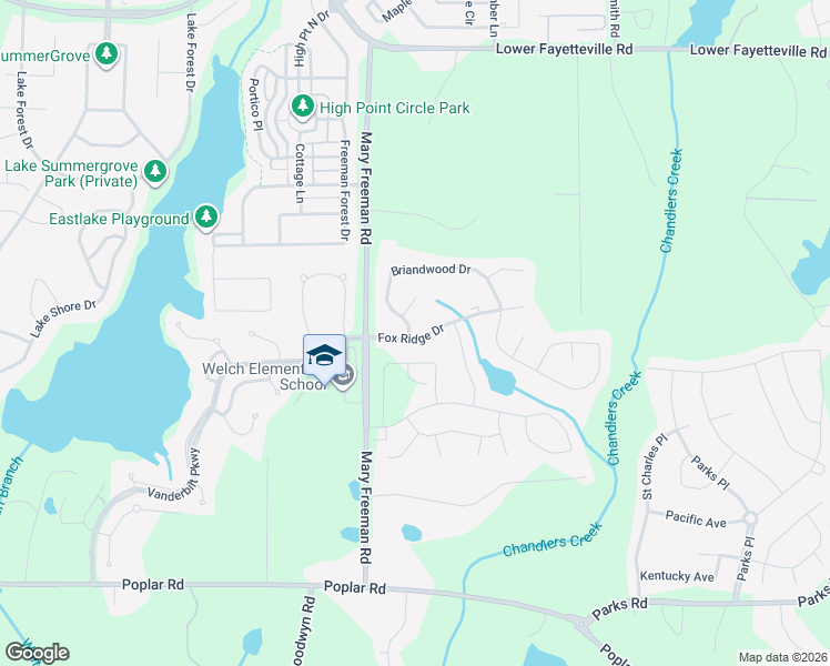 map of restaurants, bars, coffee shops, grocery stores, and more near 6 Briandwood Drive in Newnan