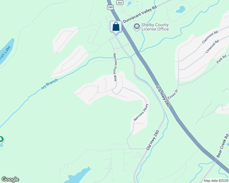 map of restaurants, bars, coffee shops, grocery stores, and more near 601 Narrows Point Way in Birmingham