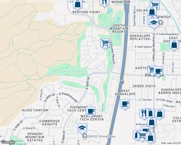 map of restaurants, bars, coffee shops, grocery stores, and more near 4801 East Hazel Drive in Phoenix