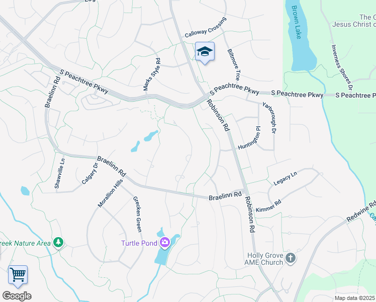 map of restaurants, bars, coffee shops, grocery stores, and more near 121 Tamerlane in Peachtree City