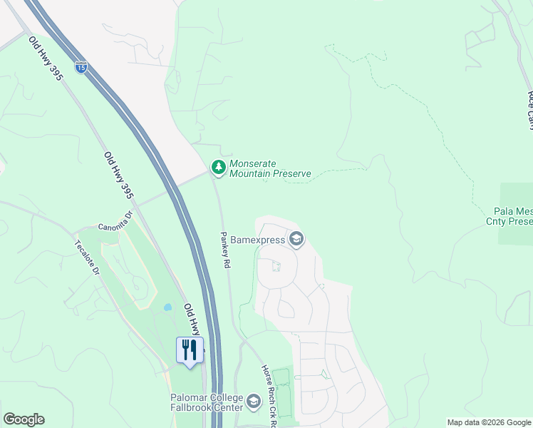 map of restaurants, bars, coffee shops, grocery stores, and more near 268 Shetland Hills West in Fallbrook
