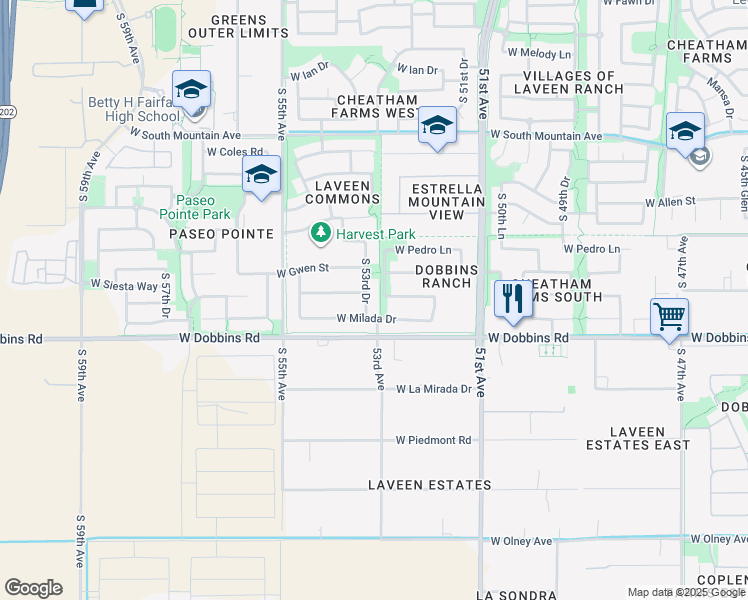 map of restaurants, bars, coffee shops, grocery stores, and more near 5224 West Siesta Way in Phoenix
