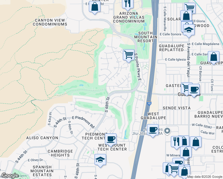 map of restaurants, bars, coffee shops, grocery stores, and more near 4801 East Hazel Drive in Phoenix