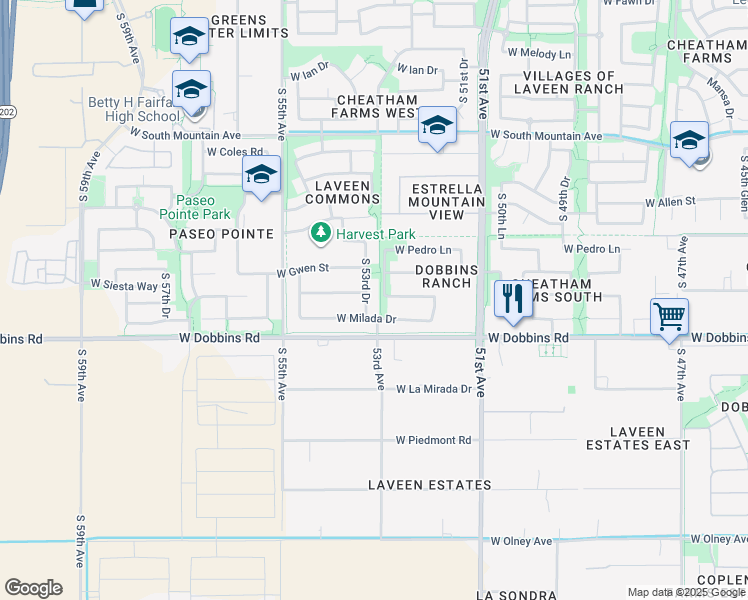 map of restaurants, bars, coffee shops, grocery stores, and more near 5224 West Siesta Way in Phoenix