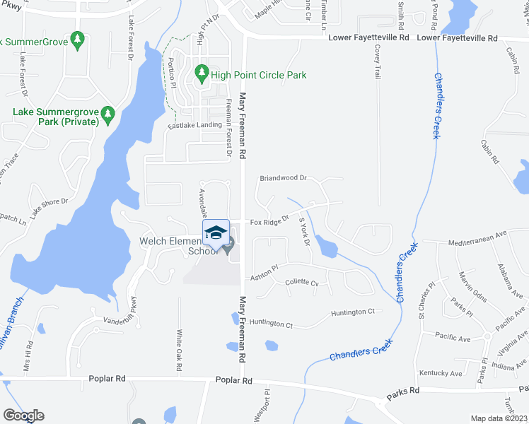 map of restaurants, bars, coffee shops, grocery stores, and more near 6 Briandwood Drive in Newnan