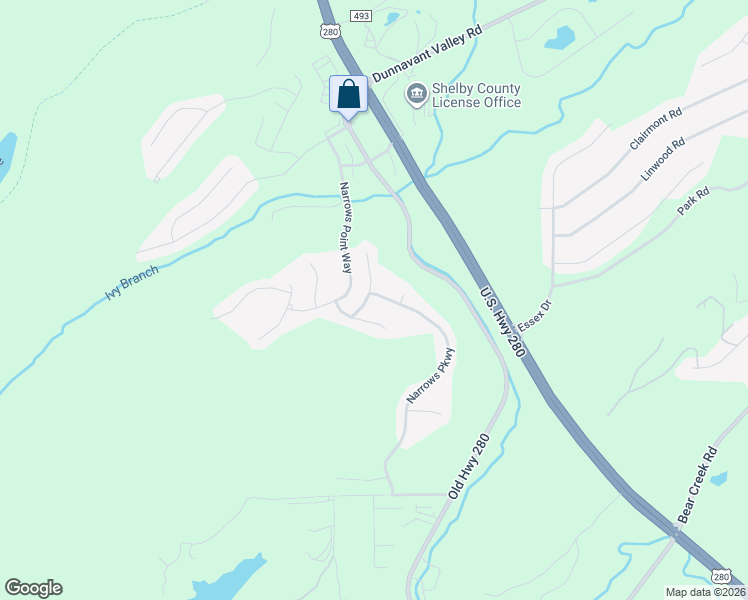 map of restaurants, bars, coffee shops, grocery stores, and more near 800 Narrows Point Drive in Birmingham