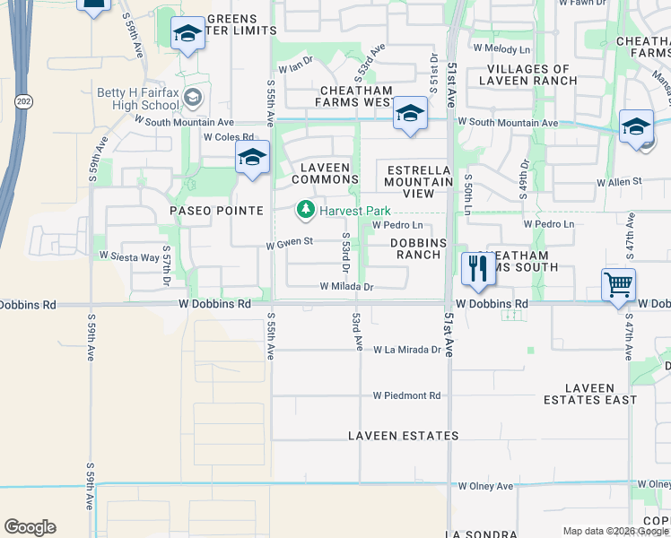 map of restaurants, bars, coffee shops, grocery stores, and more near 5337 West Siesta Way in Phoenix