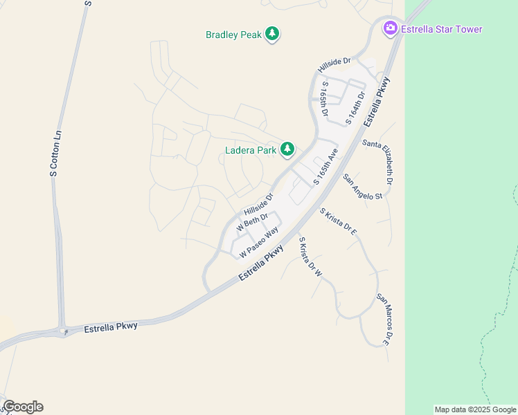 map of restaurants, bars, coffee shops, grocery stores, and more near West Winston Drive in Goodyear