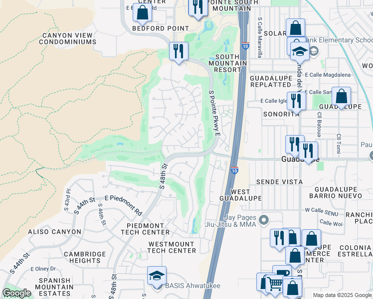 map of restaurants, bars, coffee shops, grocery stores, and more near 4927 East Hazel Drive in Phoenix