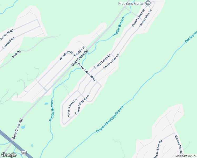 map of restaurants, bars, coffee shops, grocery stores, and more near 6005 Forest Lakes Cove in Sterrett