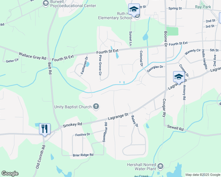 map of restaurants, bars, coffee shops, grocery stores, and more near 148 Arlington Court in Newnan