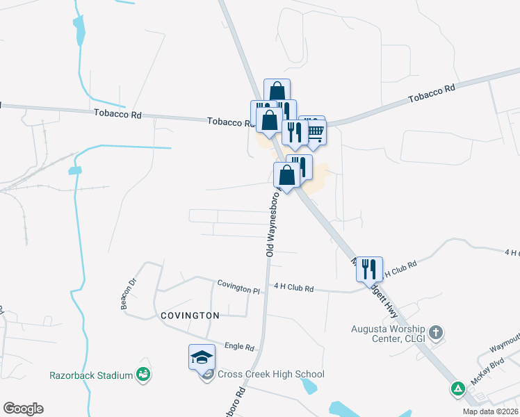 map of restaurants, bars, coffee shops, grocery stores, and more near 1211 Longpoint Drive in Augusta