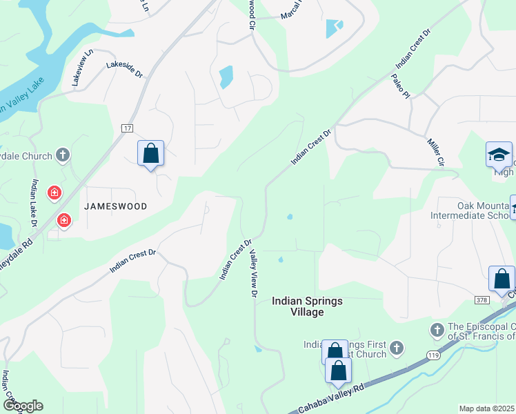 map of restaurants, bars, coffee shops, grocery stores, and more near 1955 Indian Crest Drive in Indian Springs Village