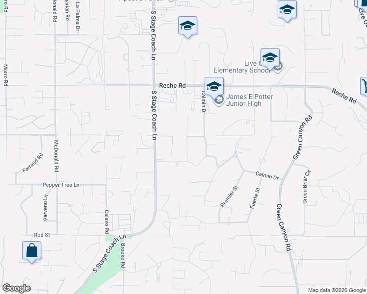 map of restaurants, bars, coffee shops, grocery stores, and more near 1105 Vía Prado in Fallbrook