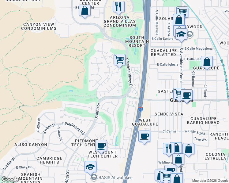 map of restaurants, bars, coffee shops, grocery stores, and more near 5015 East Hazel Drive in Phoenix