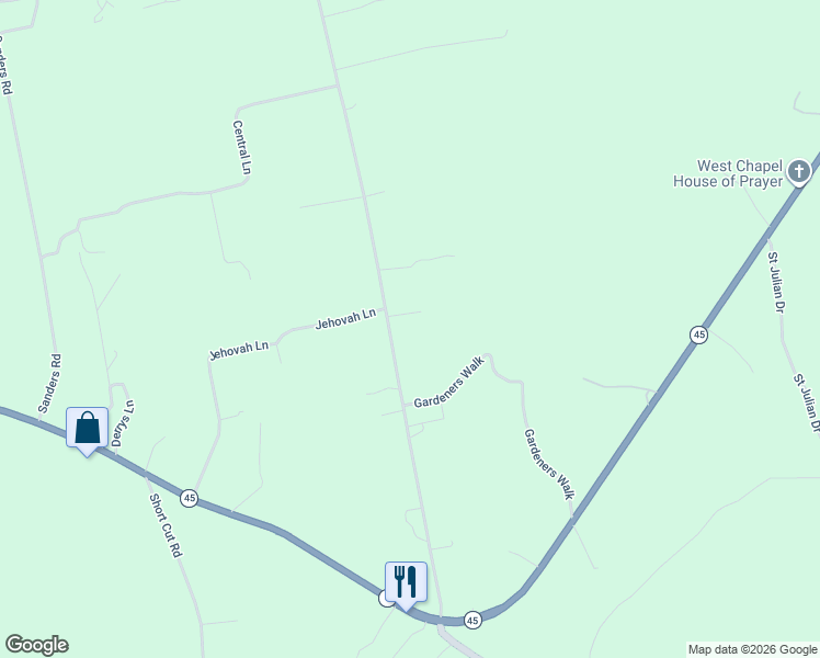map of restaurants, bars, coffee shops, grocery stores, and more near 113 Gospel Lane in Cross