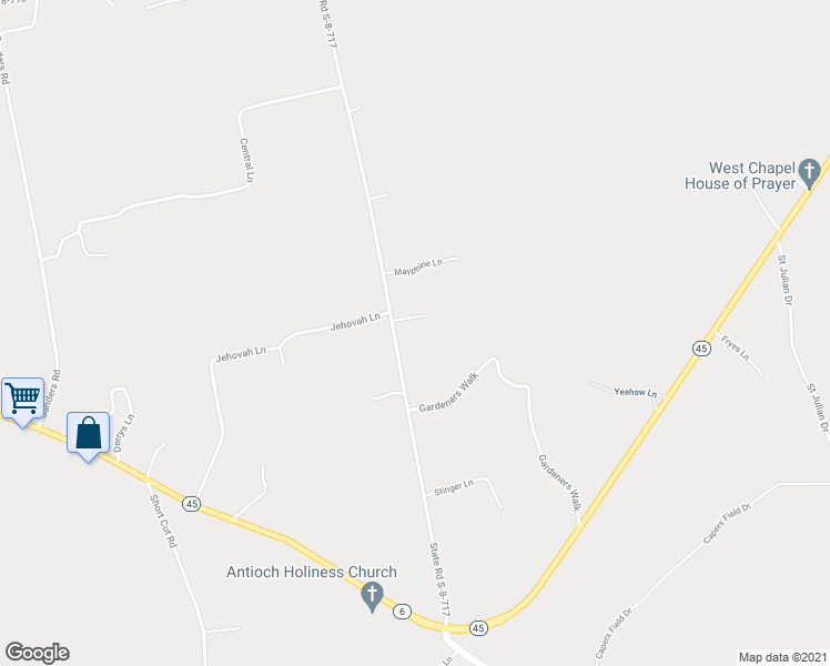 map of restaurants, bars, coffee shops, grocery stores, and more near 121 Gospel Lane in Cross