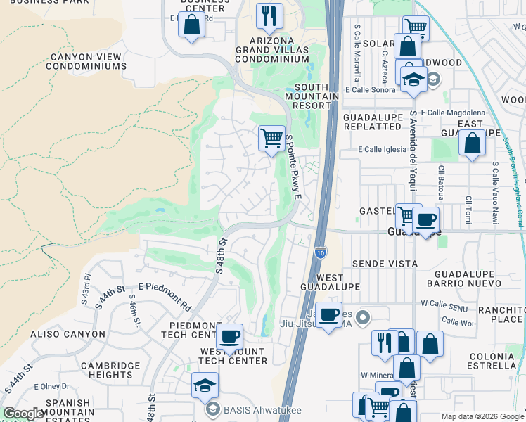 map of restaurants, bars, coffee shops, grocery stores, and more near 5015 East Hazel Drive in Phoenix
