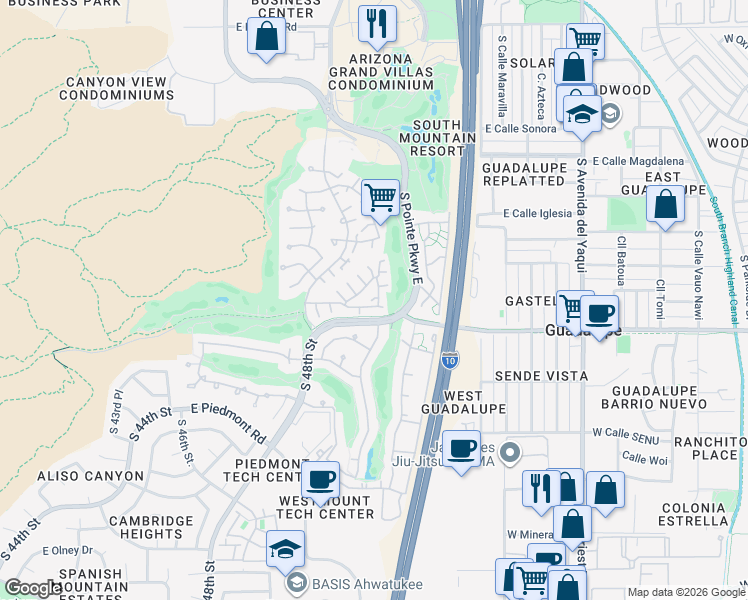 map of restaurants, bars, coffee shops, grocery stores, and more near 5015 East Hazel Drive in Phoenix