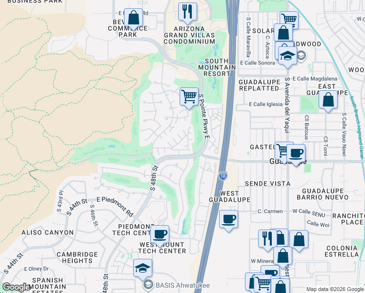 map of restaurants, bars, coffee shops, grocery stores, and more near 5015 East Hazel Drive in Phoenix