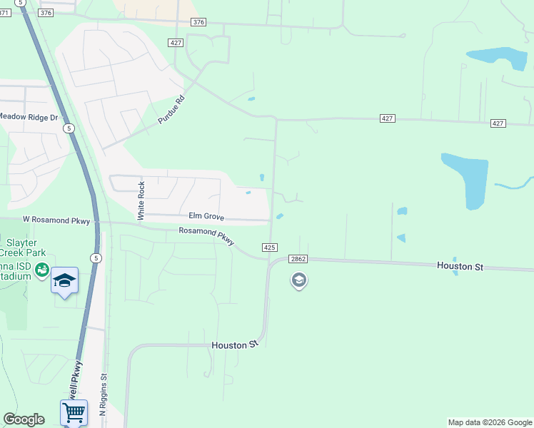 map of restaurants, bars, coffee shops, grocery stores, and more near 12309 County Road 425 in Anna