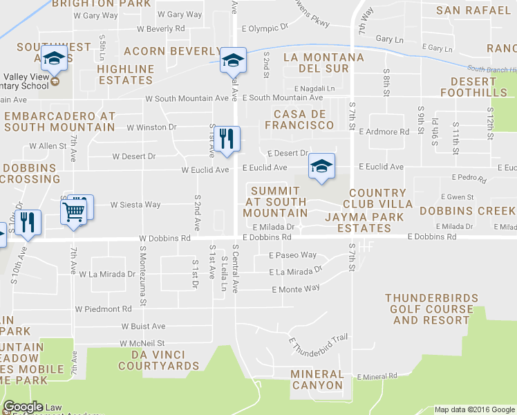 map of restaurants, bars, coffee shops, grocery stores, and more near 114 East Beth Drive in Phoenix