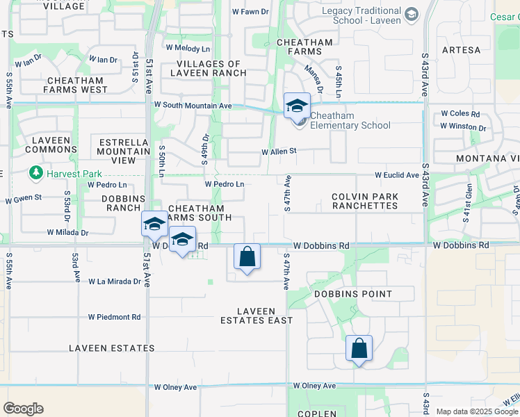 map of restaurants, bars, coffee shops, grocery stores, and more near 9109 South 48th Drive in Phoenix