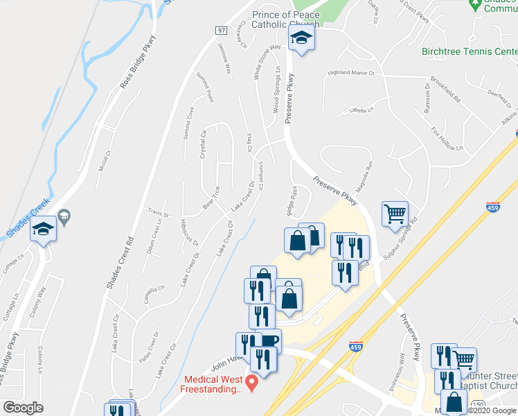 map of restaurants, bars, coffee shops, grocery stores, and more near 676 Trumpet Circle in Birmingham