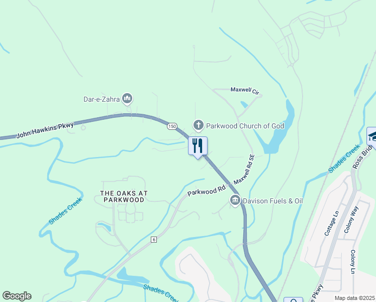 map of restaurants, bars, coffee shops, grocery stores, and more near 114 Bentley Lane Southeast in Bessemer