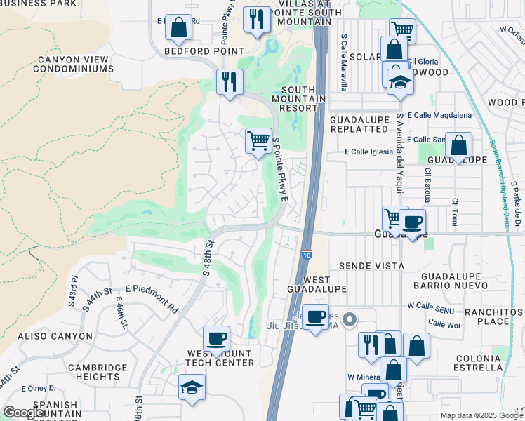 map of restaurants, bars, coffee shops, grocery stores, and more near 5015 East Hazel Drive in Phoenix