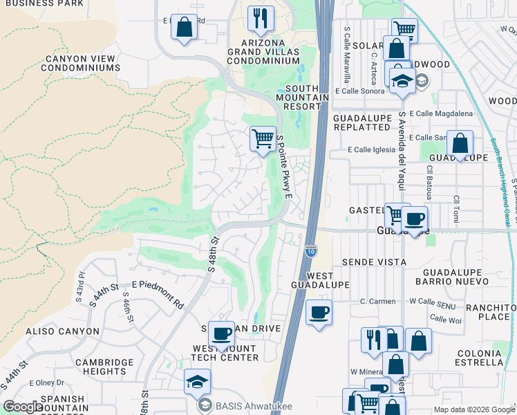 map of restaurants, bars, coffee shops, grocery stores, and more near 5015 East Hazel Drive in Phoenix