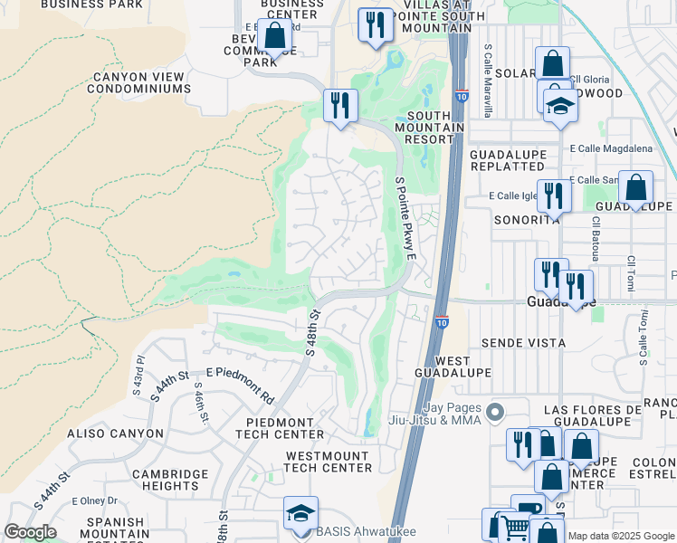 map of restaurants, bars, coffee shops, grocery stores, and more near 4919 East Hazel Drive in Phoenix