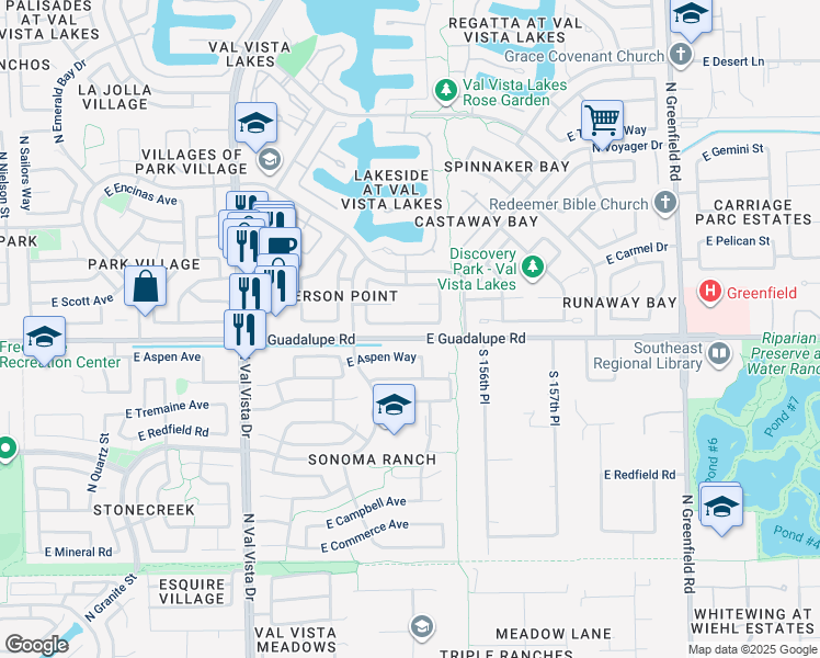 map of restaurants, bars, coffee shops, grocery stores, and more near in Gilbert