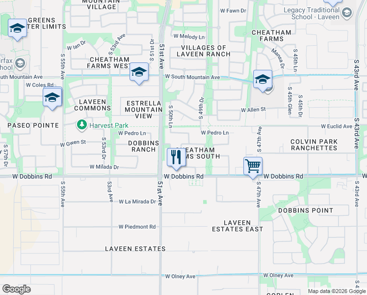 map of restaurants, bars, coffee shops, grocery stores, and more near 5008 West Siesta Way in Phoenix