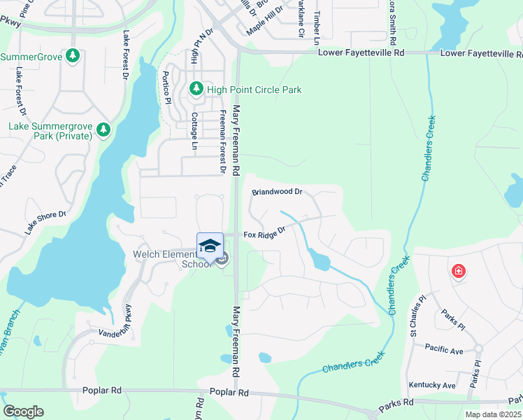 map of restaurants, bars, coffee shops, grocery stores, and more near 10 Highbranch Way in Newnan