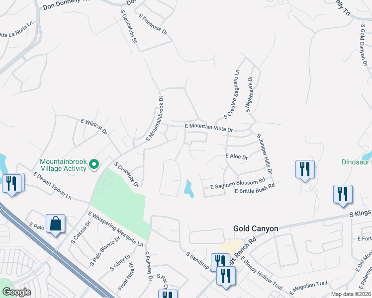 map of restaurants, bars, coffee shops, grocery stores, and more near 5534 South Feather Bush Court in Gold Canyon