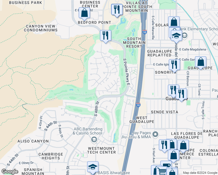 map of restaurants, bars, coffee shops, grocery stores, and more near 4919 East Hazel Drive in Phoenix