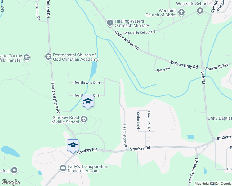 map of restaurants, bars, coffee shops, grocery stores, and more near 190 Hearthstone Drive Northwest in Newnan