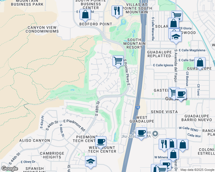 map of restaurants, bars, coffee shops, grocery stores, and more near 8821 South 48th Street in Phoenix