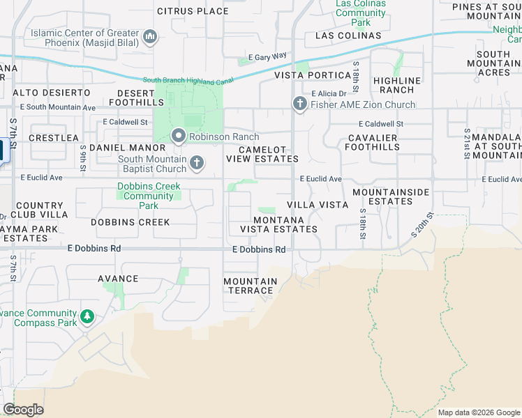 map of restaurants, bars, coffee shops, grocery stores, and more near 9114 South 15th Way in Phoenix
