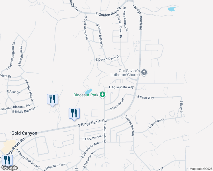 map of restaurants, bars, coffee shops, grocery stores, and more near 5461 South Alameda Road in Gold Canyon