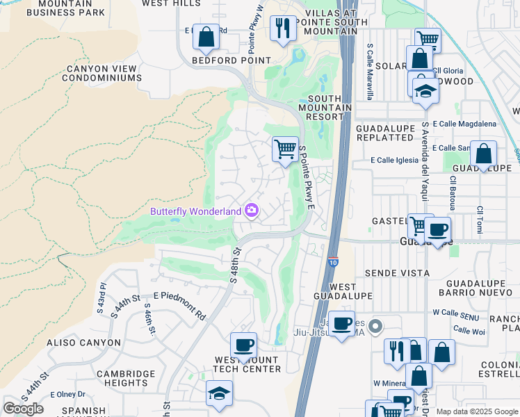 map of restaurants, bars, coffee shops, grocery stores, and more near 8821 South 48th Street in Phoenix
