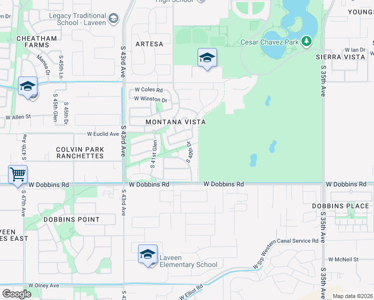 map of restaurants, bars, coffee shops, grocery stores, and more near 4023 West Valley View Drive in Phoenix