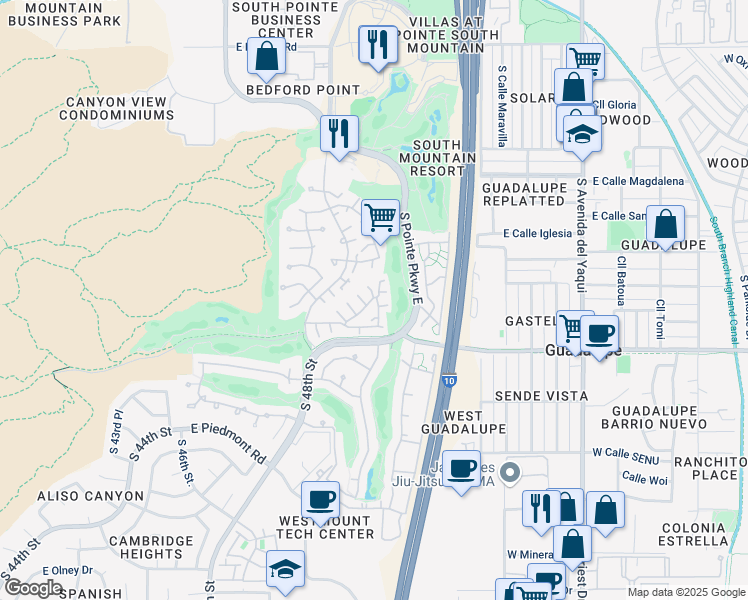 map of restaurants, bars, coffee shops, grocery stores, and more near 5044 East Siesta Drive in Phoenix