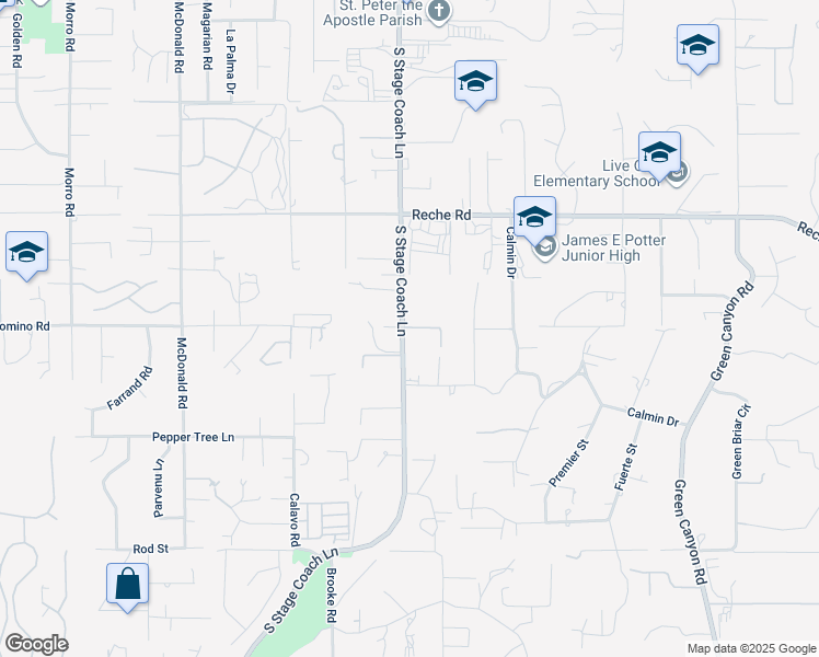 map of restaurants, bars, coffee shops, grocery stores, and more near 900 South Stage Coach Lane in Fallbrook