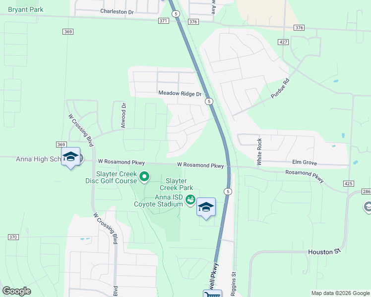 map of restaurants, bars, coffee shops, grocery stores, and more near Harbor Oaks Drive in Anna